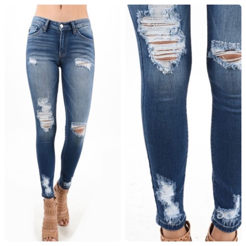 Destructed Skinny Jean - Picture 1 of 8